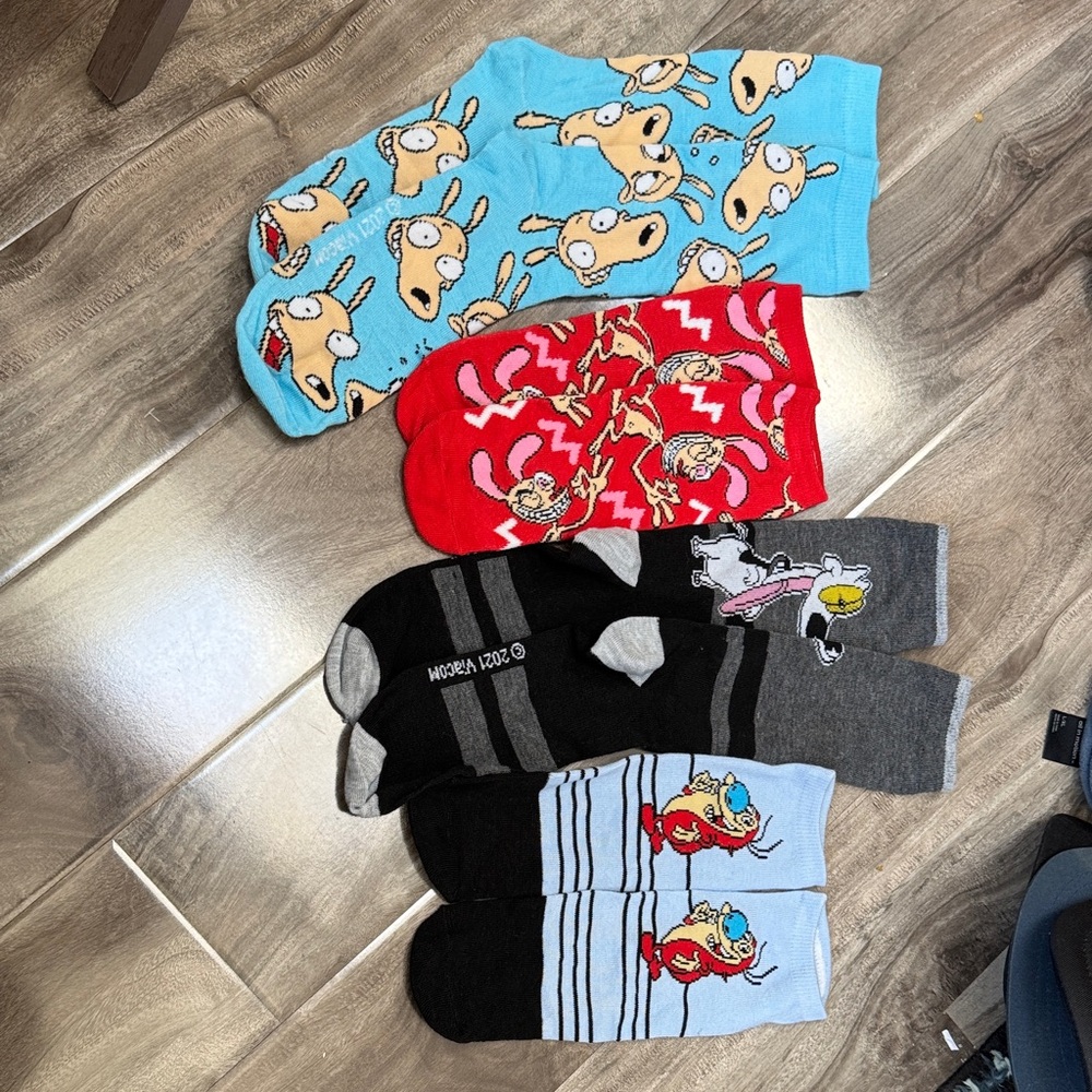 Playful Cartoon Men's Socks Collection - Blue, Red, Gray